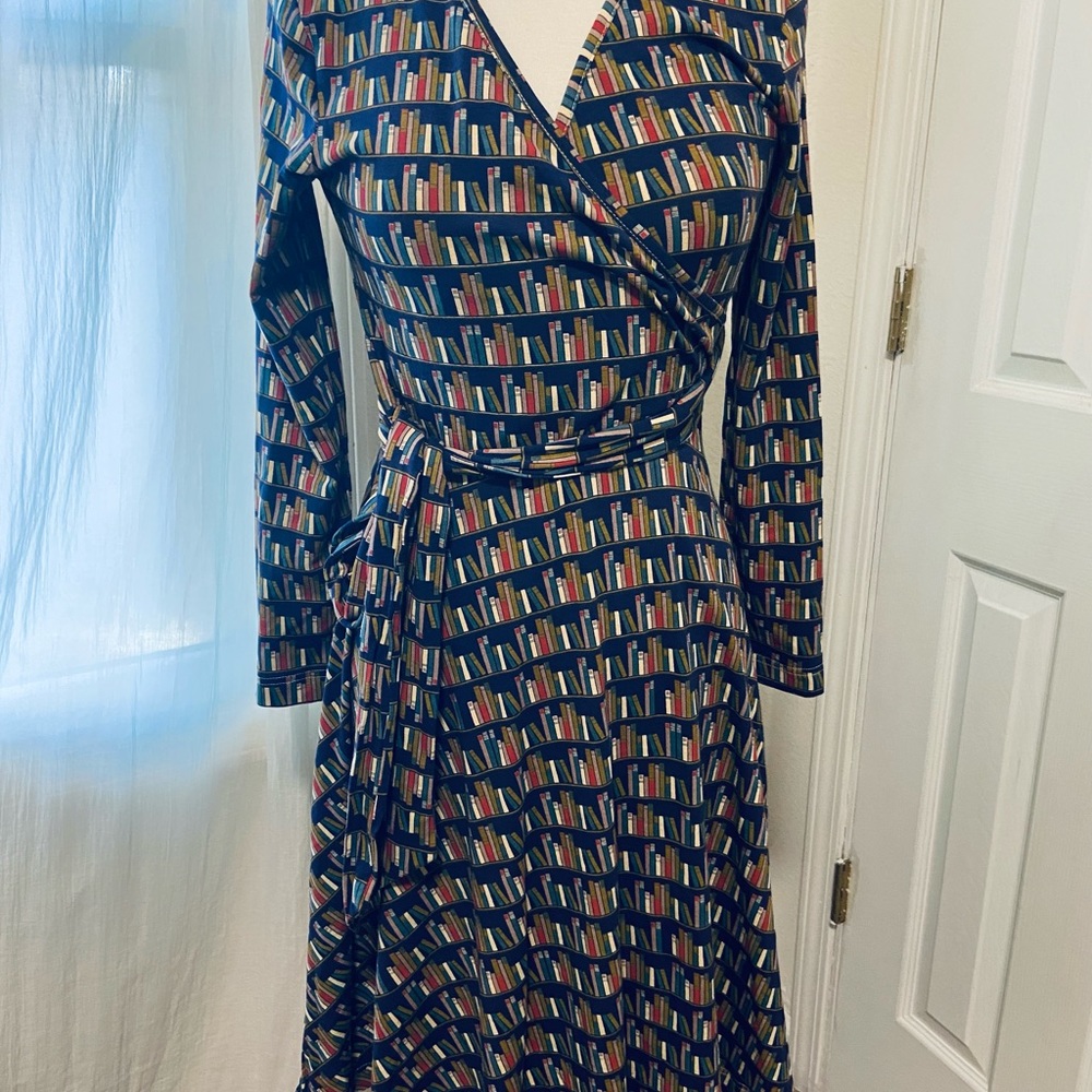 Effie’s Heart Library Print Wrap Dress